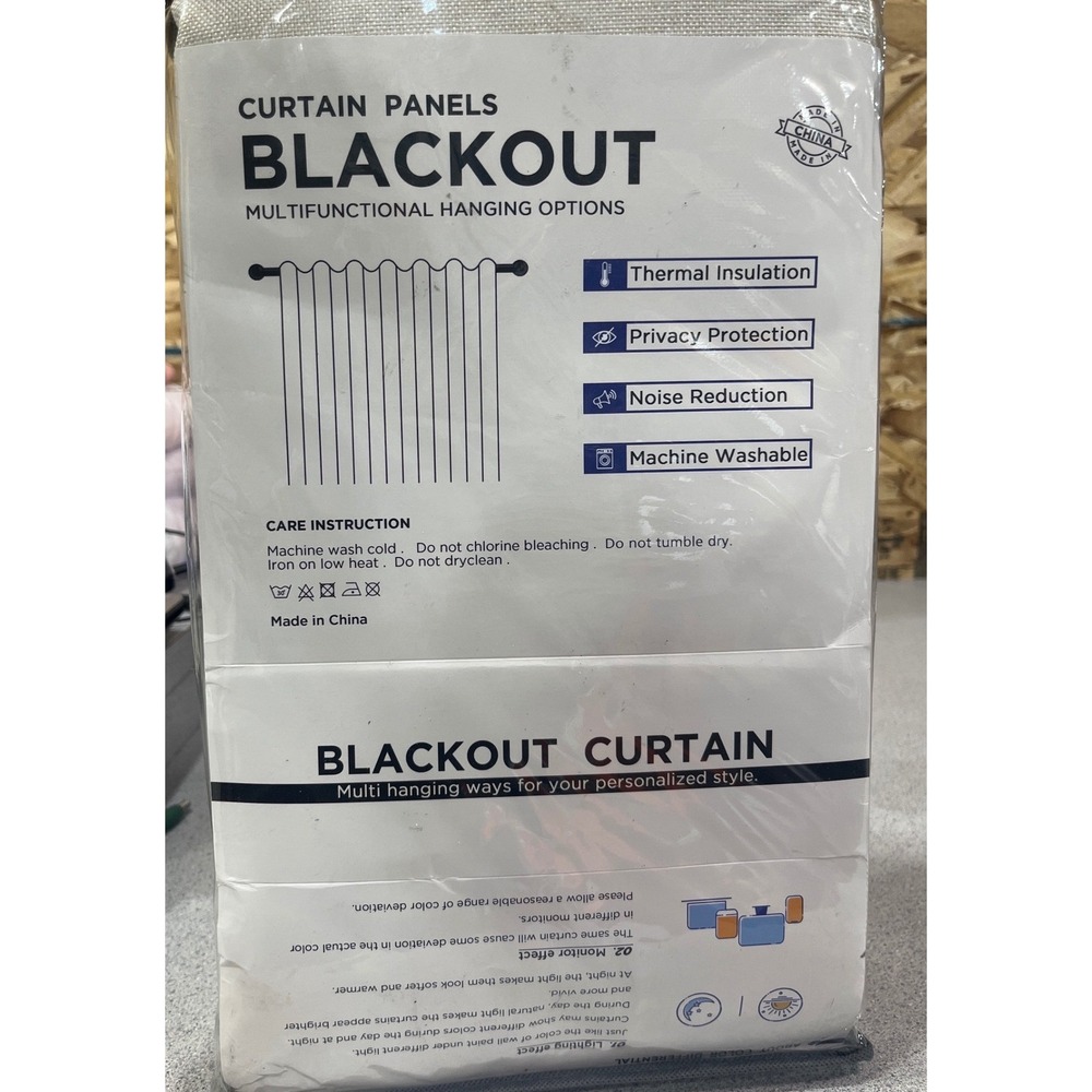 Blackout Curtain 2-Panels 60x108 Cream Linen Noise Reduction Machine Washable